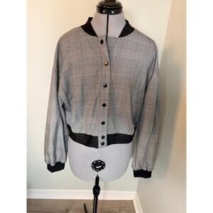 NVLT Lined Plaid Snap Closure Bomber Jacket Size M/L